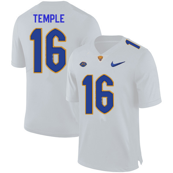 Men #16 Nate Temple Pitt Panthers College Football Jerseys Sale-White